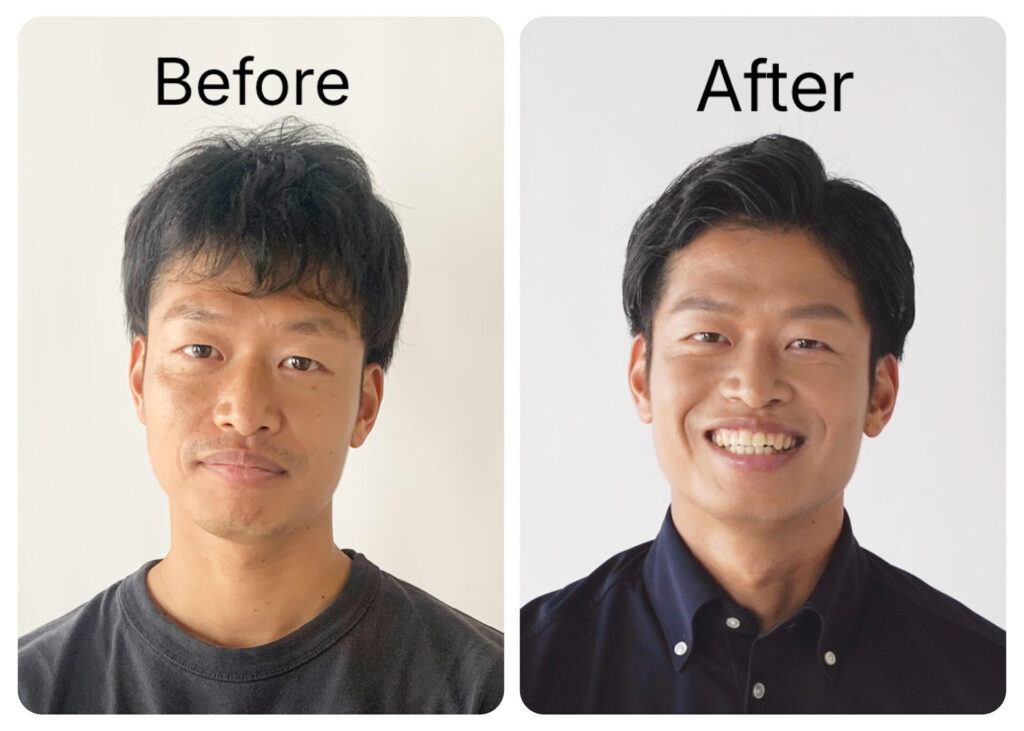 男性ヘアメイクbeforeAfter